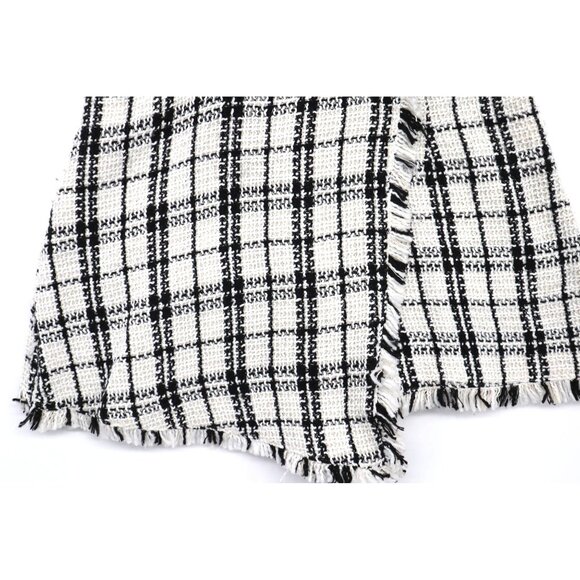 Pink & Flare Plaid Tweed Overall Frayed Edges w/ Shorts V-Neckline Women's Small - Picture 7 of 11